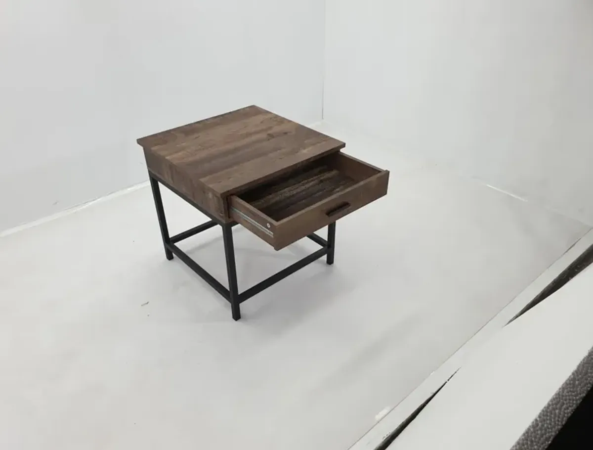 Coaster Byers 1-Drawer Square Engineered Wood End Table Brown Oak