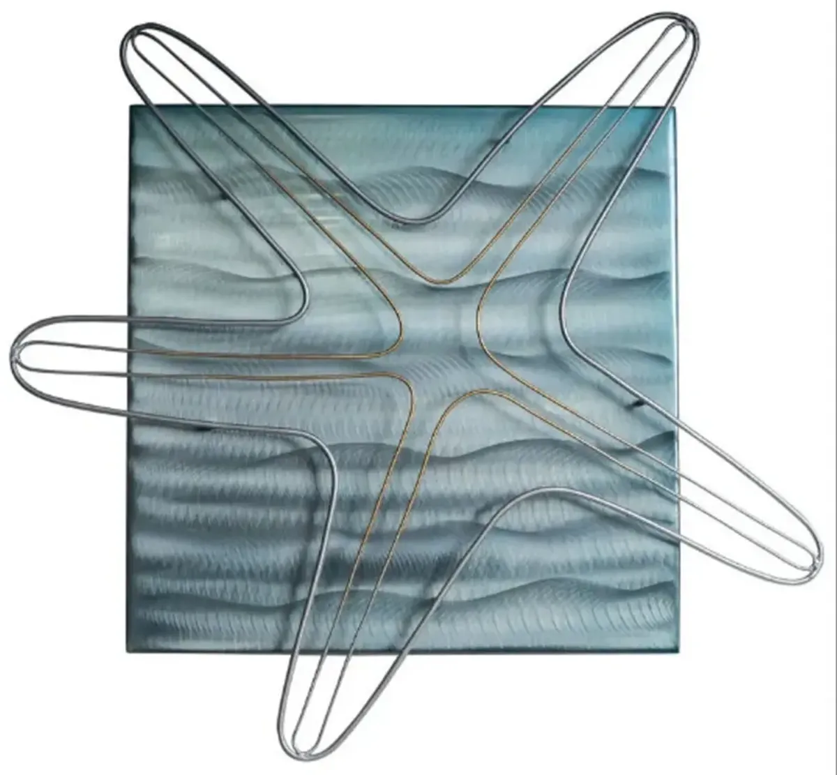Copper Art Starfish On Square Metal Sculpture Wall Art