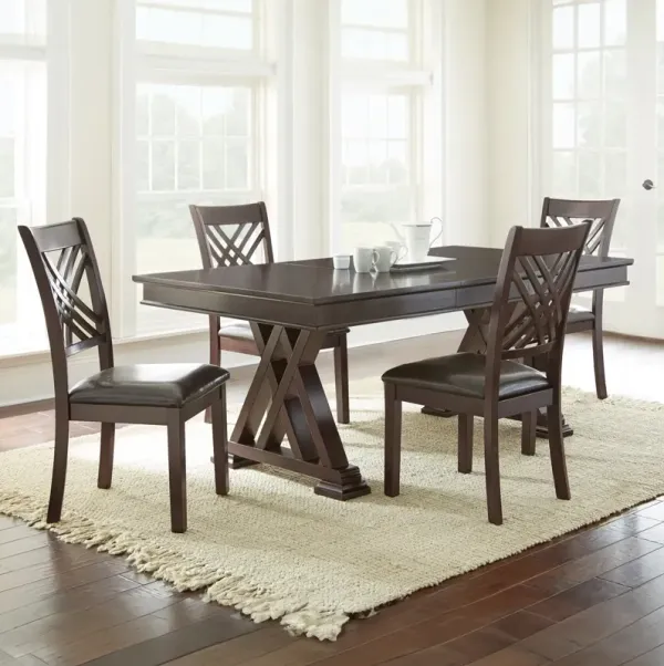 Steve Silver Adrian 5-Piece Dining Table & Leatherette Chairs Set In Brown