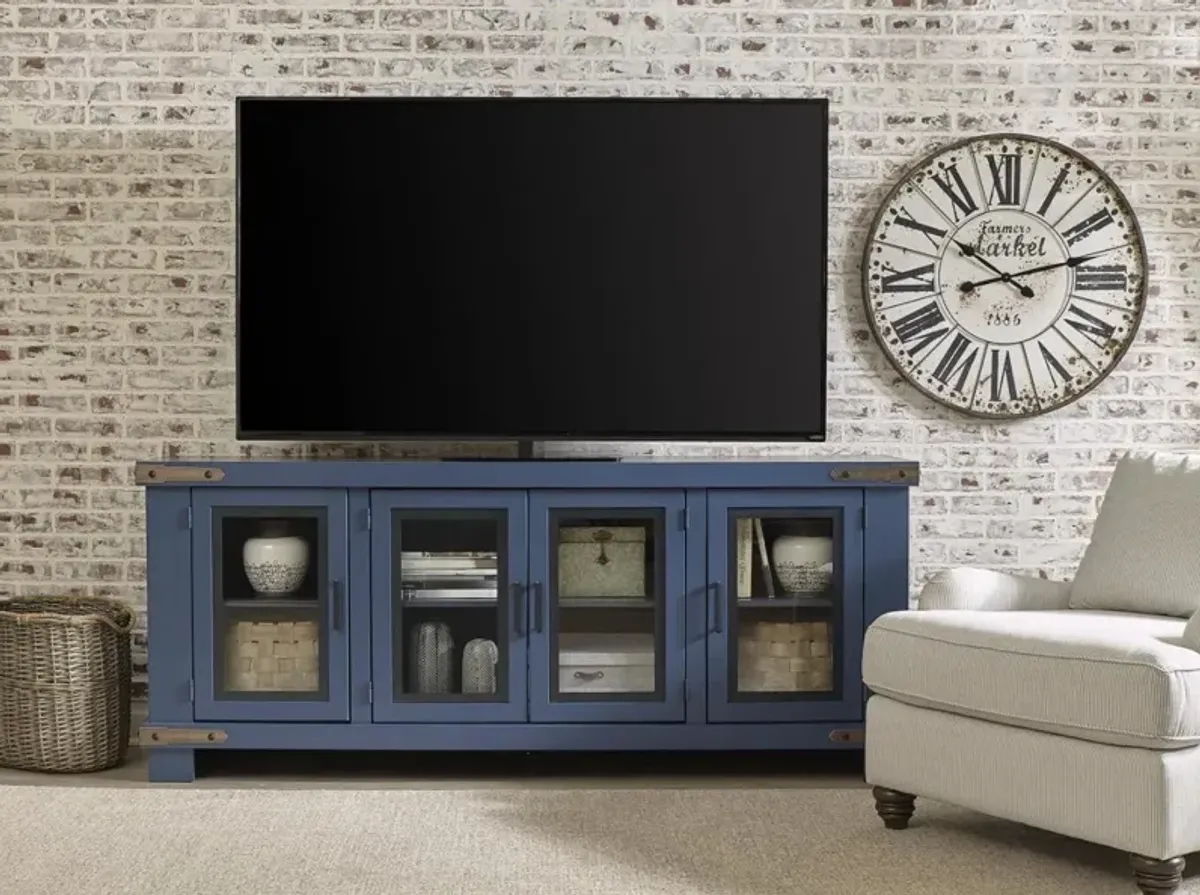 Aspenhome Sawyer Malta Blue 79 Inch TV Stand Hutch