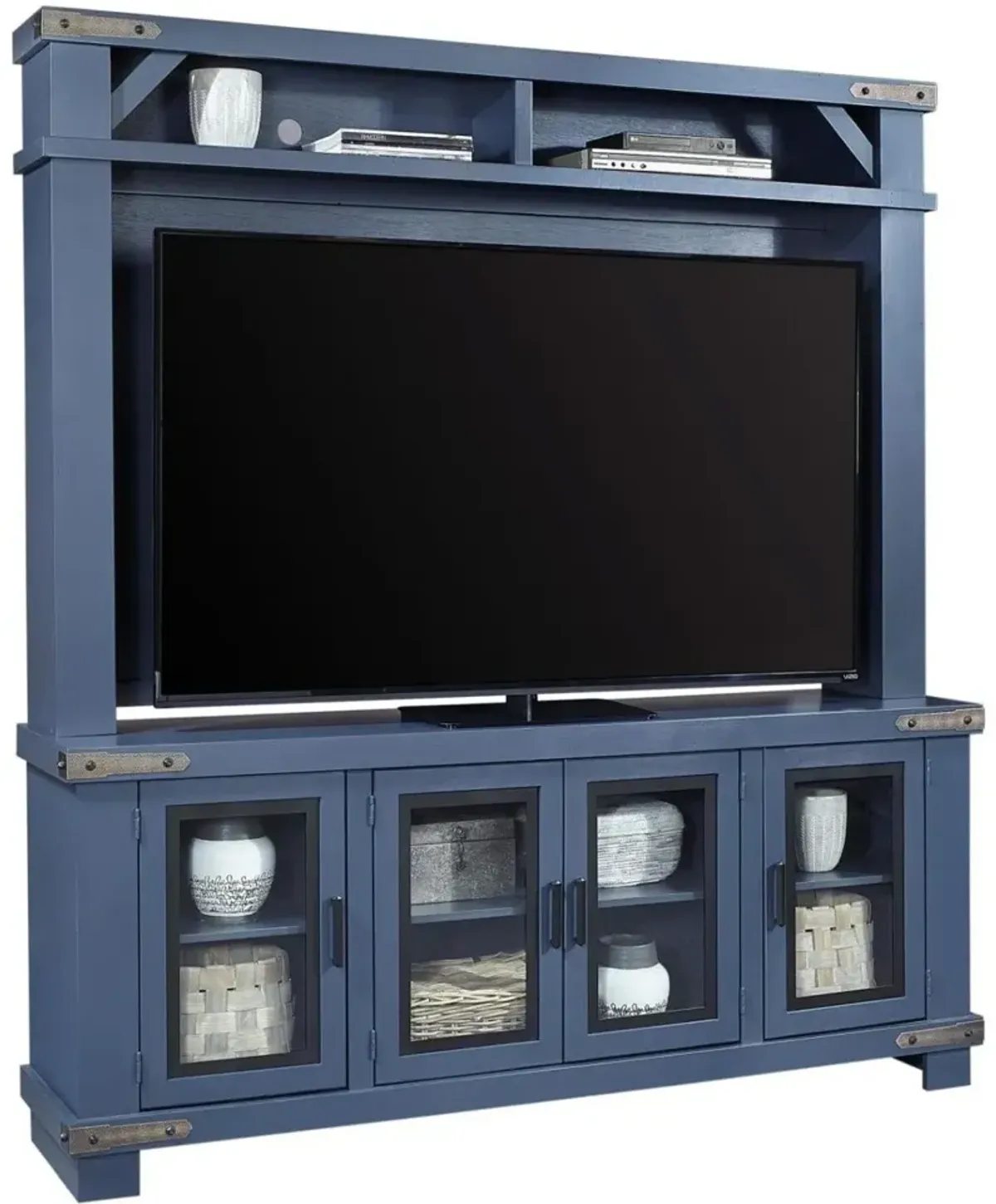 Aspenhome Sawyer Malta Blue 79 Inch TV Stand Hutch