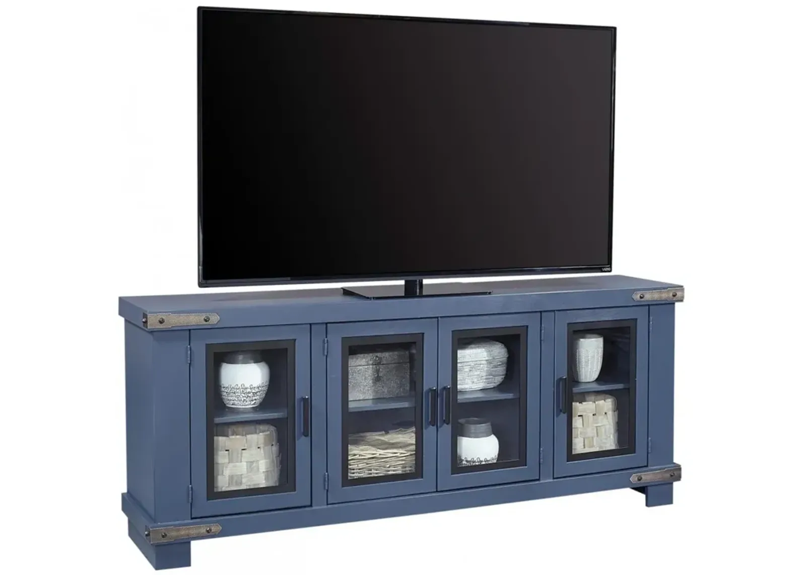 Aspenhome Sawyer Malta Blue 79 Inch TV Stand Hutch