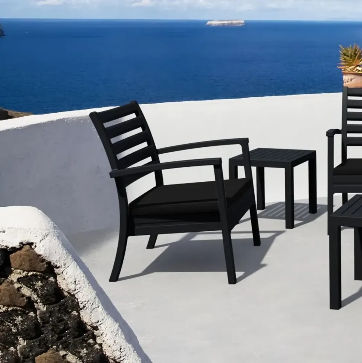 Compamia Artemis XL Club Chair Black with Sunbrella Black Cushions