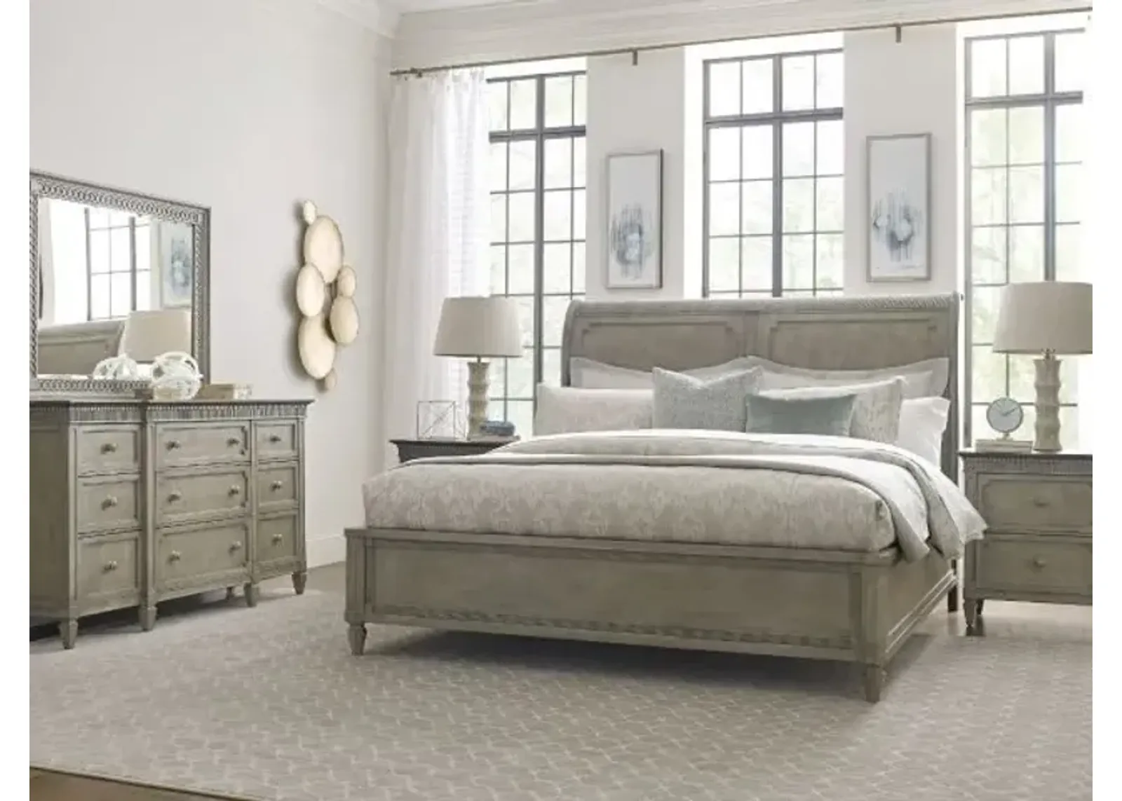 American Drew Queen Anna Sleigh Bed