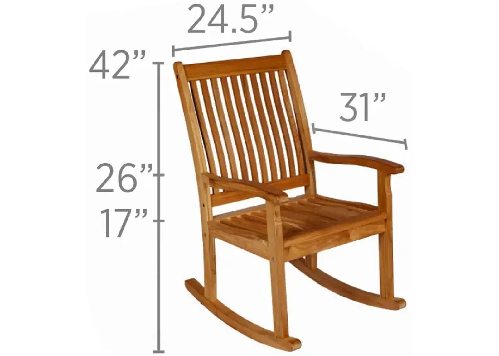 Royal Teak High Back Comfort Outdoor Rocking Chair