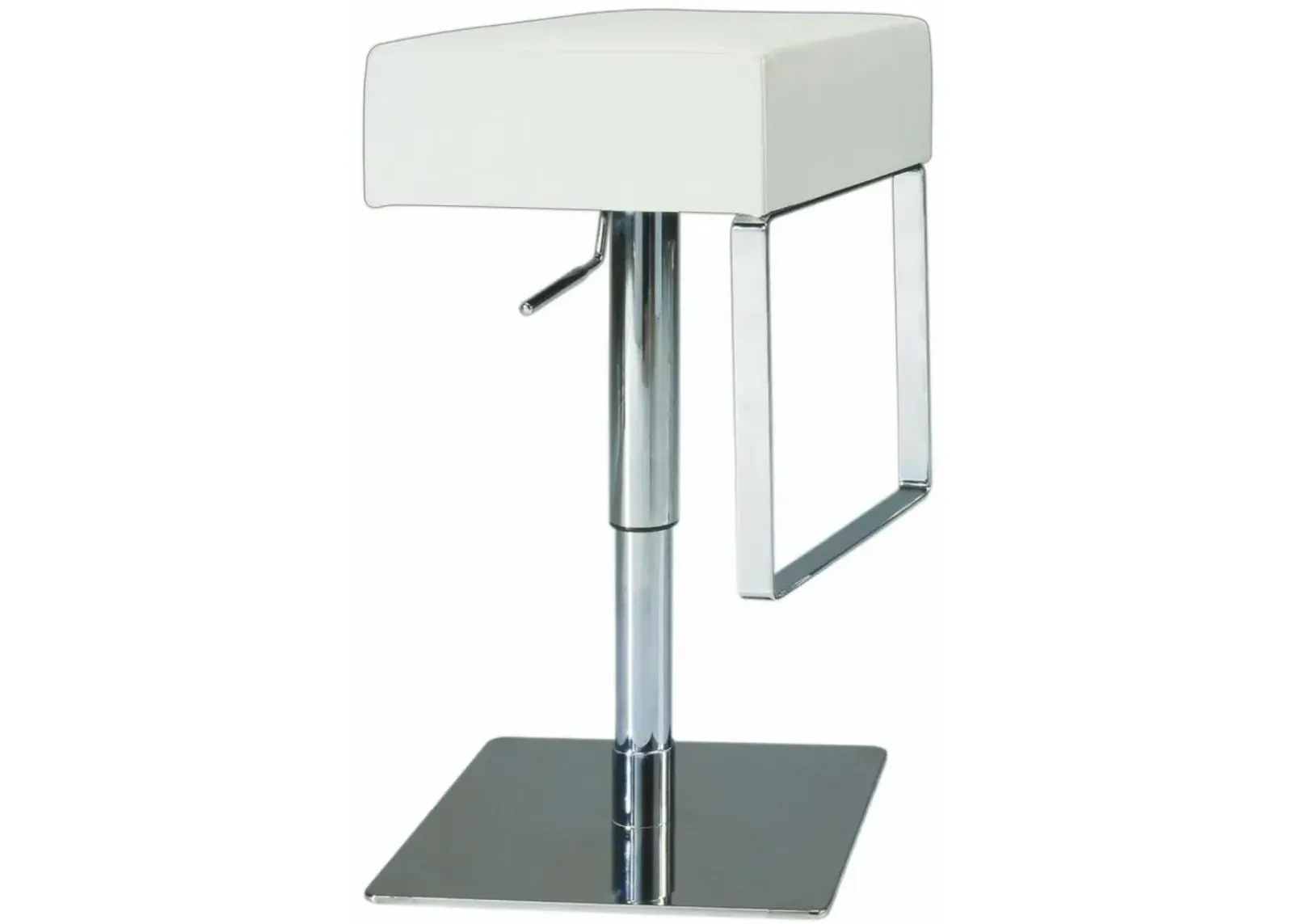 Chintaly White Modern Pneumatic-Adjustable Swivel Stool