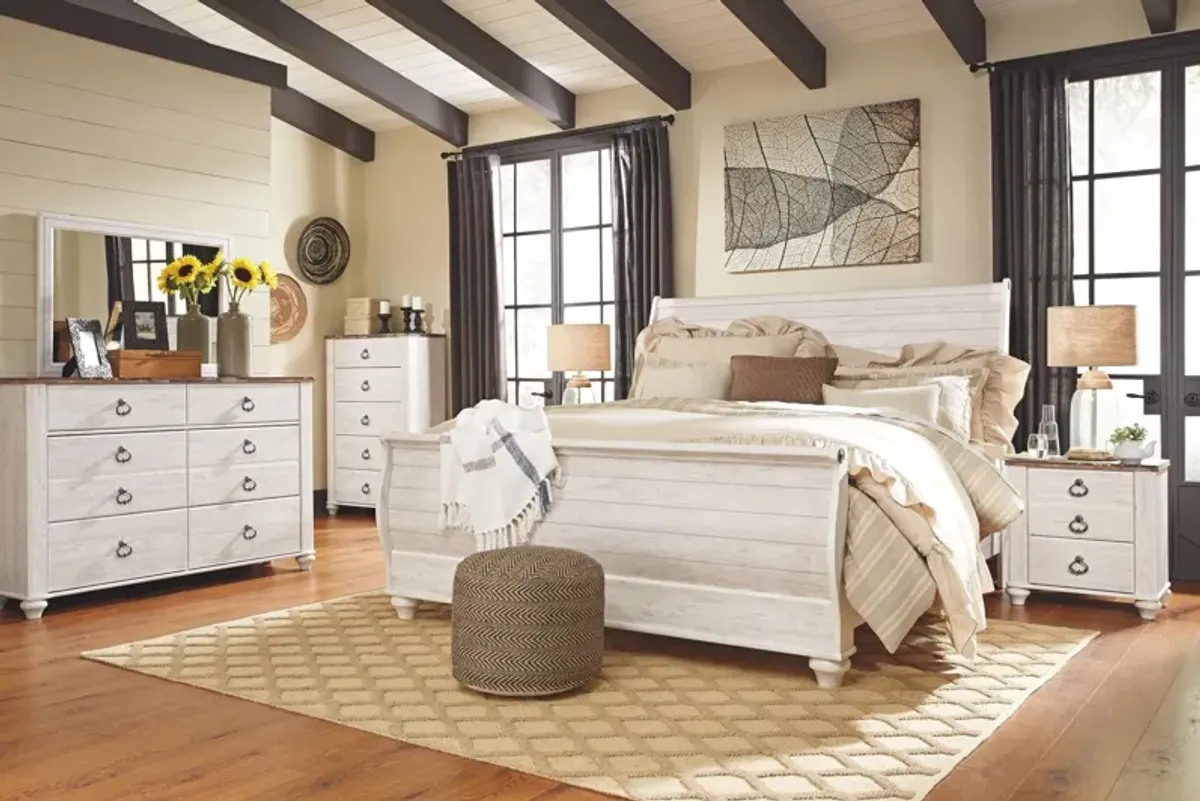 Ashley Willowton Whitewash King Sleigh Bed