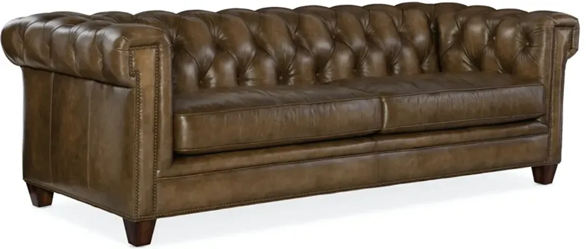 Hooker Furniture Chester Tufted Stationary Leather Sofa