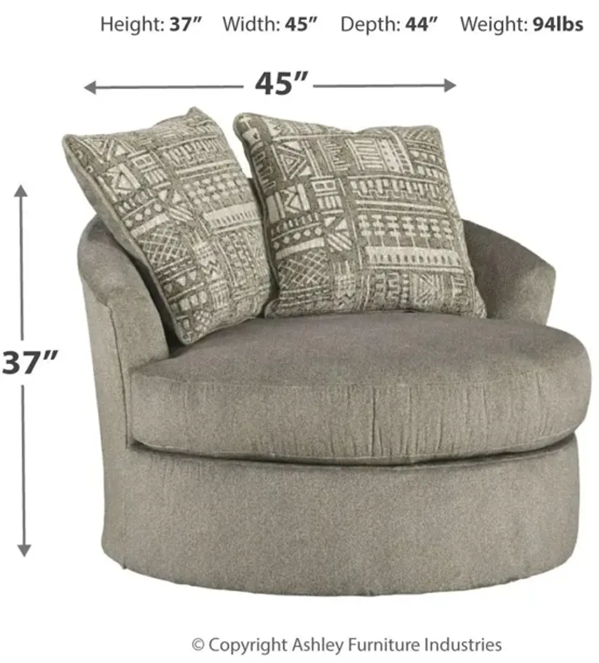 Ashley Soletren Ash Swivel Oversized Barrel Chair