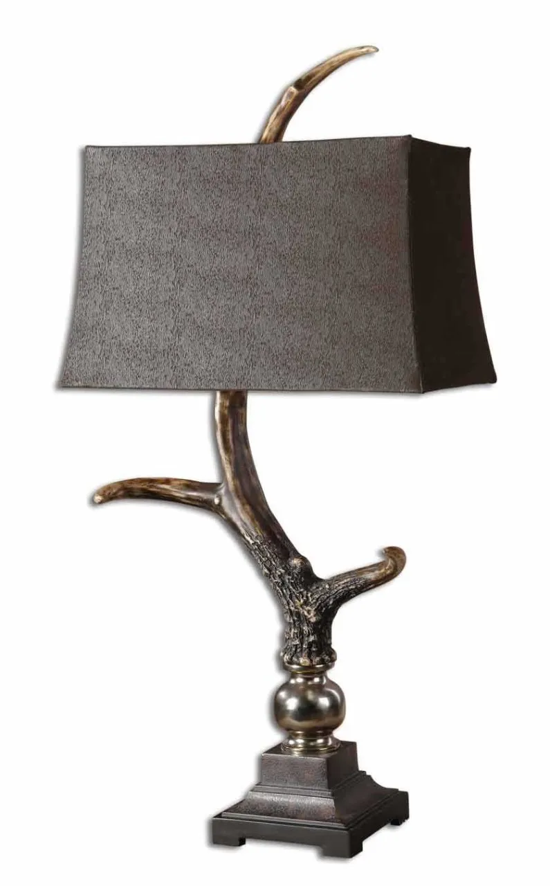 STAG HORN DARK BURNISHED BONE IVORY TABLE LAMP