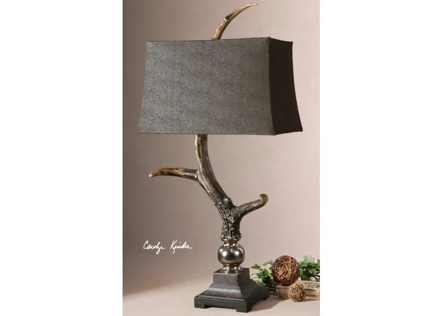 STAG HORN DARK BURNISHED BONE IVORY TABLE LAMP