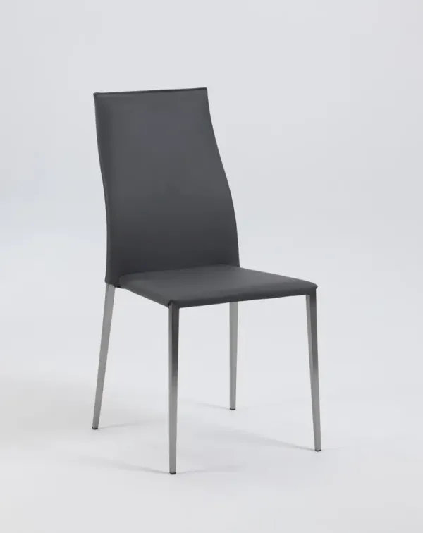 Chintaly Elsa Grey Contemporary Contour Back Stackable Side Chair