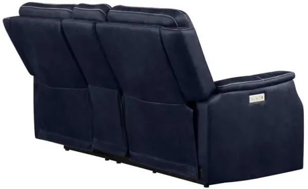 Steve Silver Valencia Ocean Blue Dual-Power Reclining Loveseat With Console