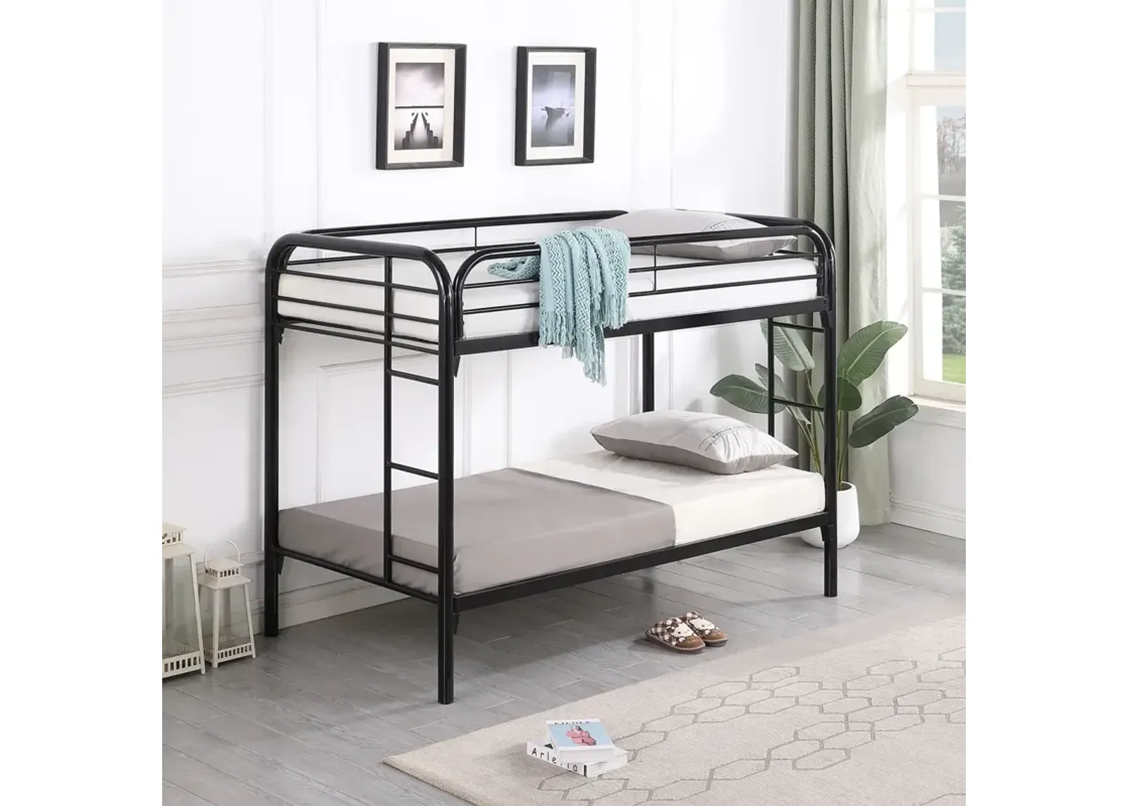 Coaster Morgan Metal Twin Over Twin Bunk Bed Black