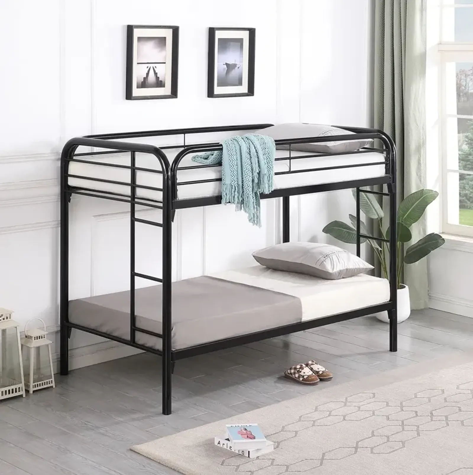 Coaster Morgan Metal Twin Over Twin Bunk Bed Black