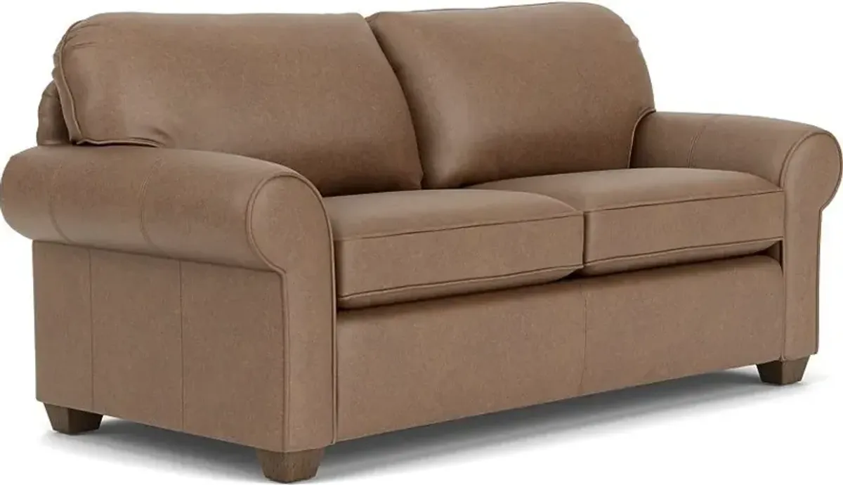 Flexsteel Thornton Sisal Two-Cushion Leather Sofa