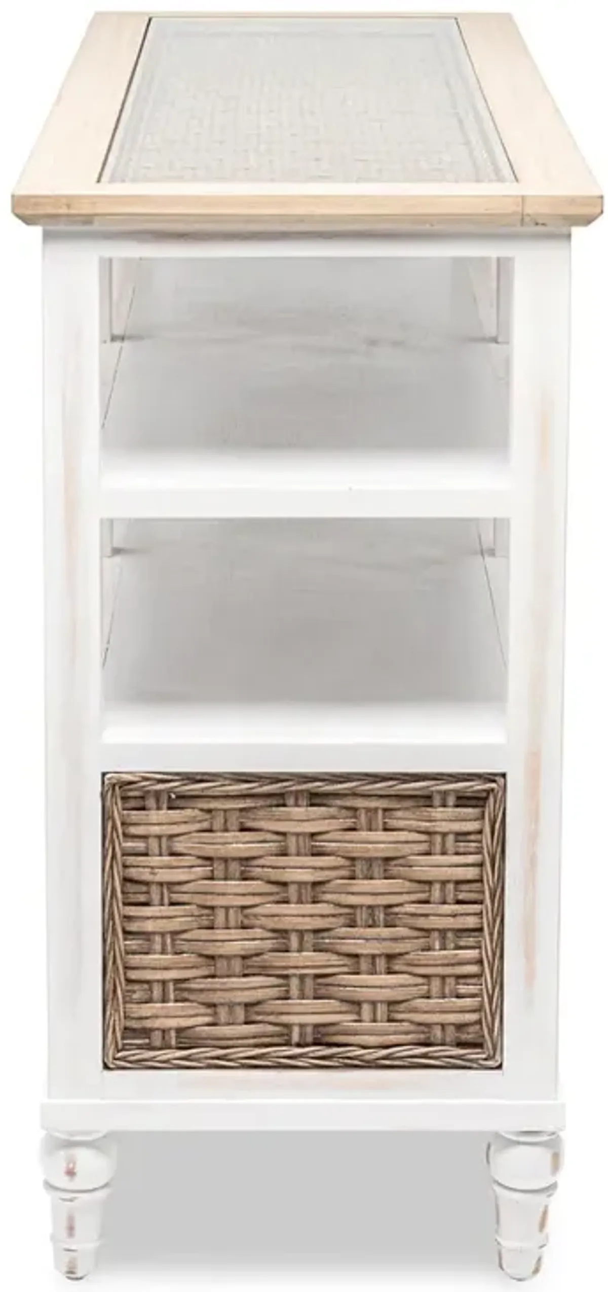 Seawinds Island Breeze 3-Basket Entertainment Center Weathered Wood/White Finish