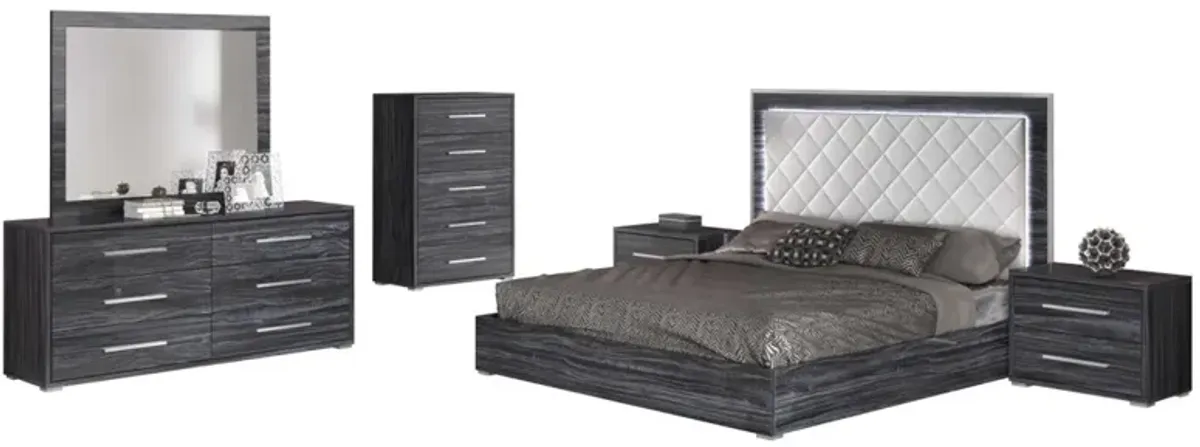 Chintaly Naples 4-Piece King Size Bedroom Set with Bed Dresser Mirror & Nightstand