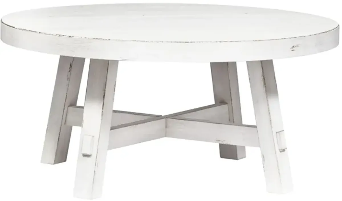 Liberty Furniture Modern Farmhouse Flea Market White Splay Leg Round Cocktail