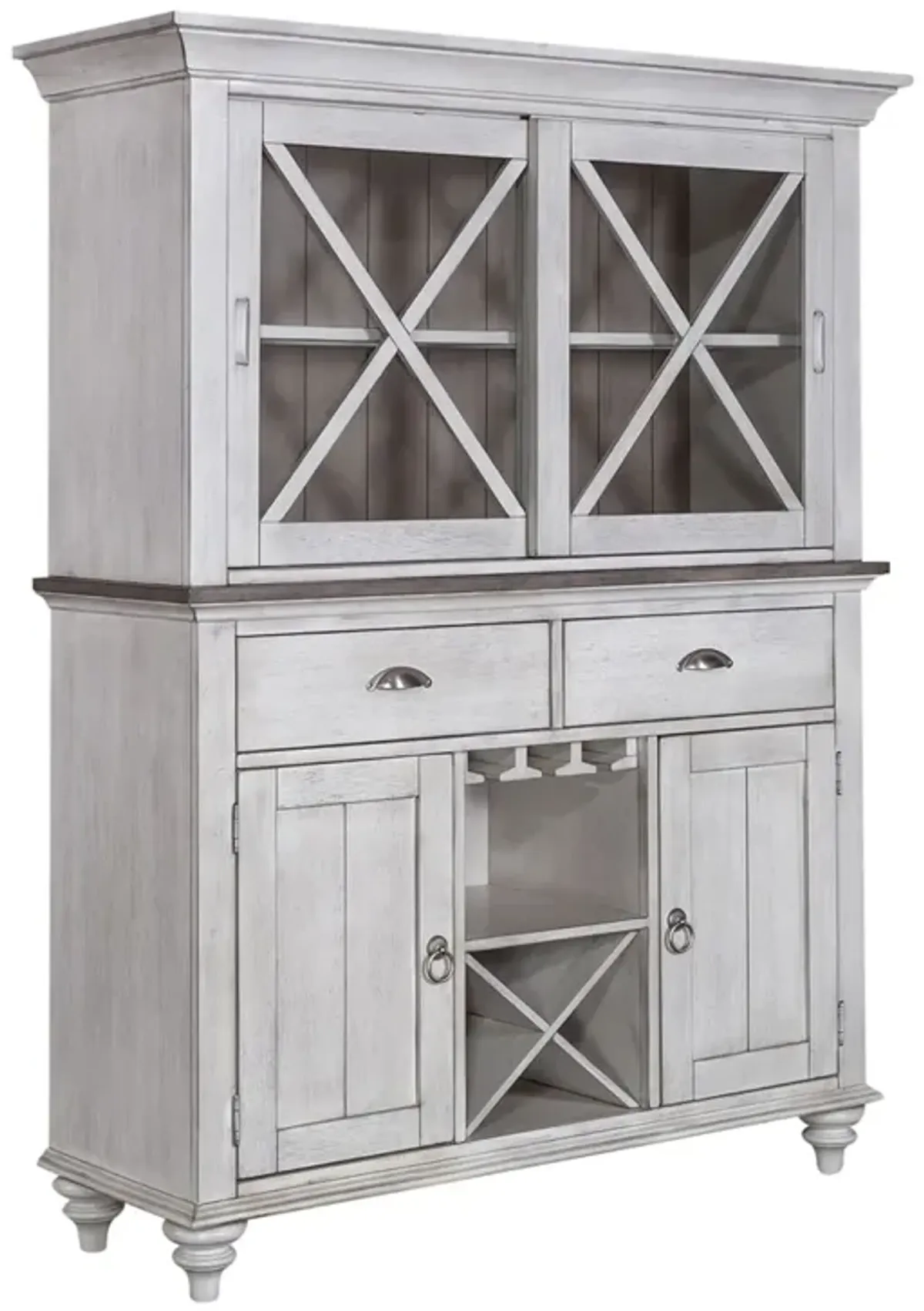 Liberty Furniture Ocean Isle Antique White/Weathered Pine Hutch & Buffet