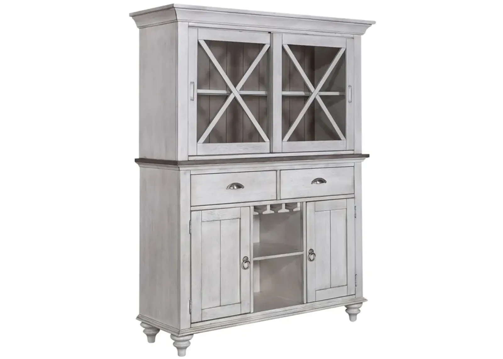 Liberty Furniture Ocean Isle Antique White/Weathered Pine Hutch & Buffet