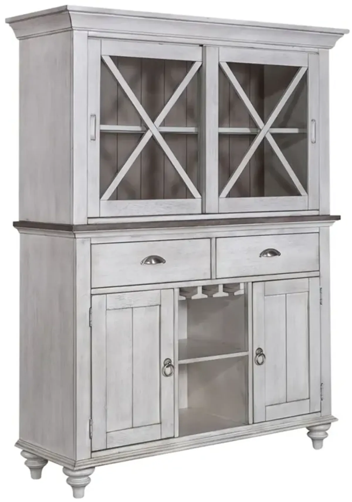 Liberty Furniture Ocean Isle Antique White/Weathered Pine Hutch & Buffet