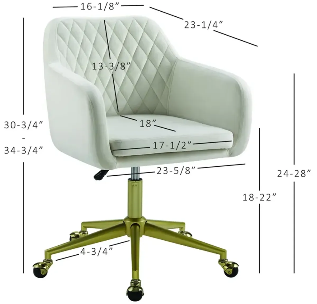 Linon Imogen Quilted Off White Home Office Desk Chair