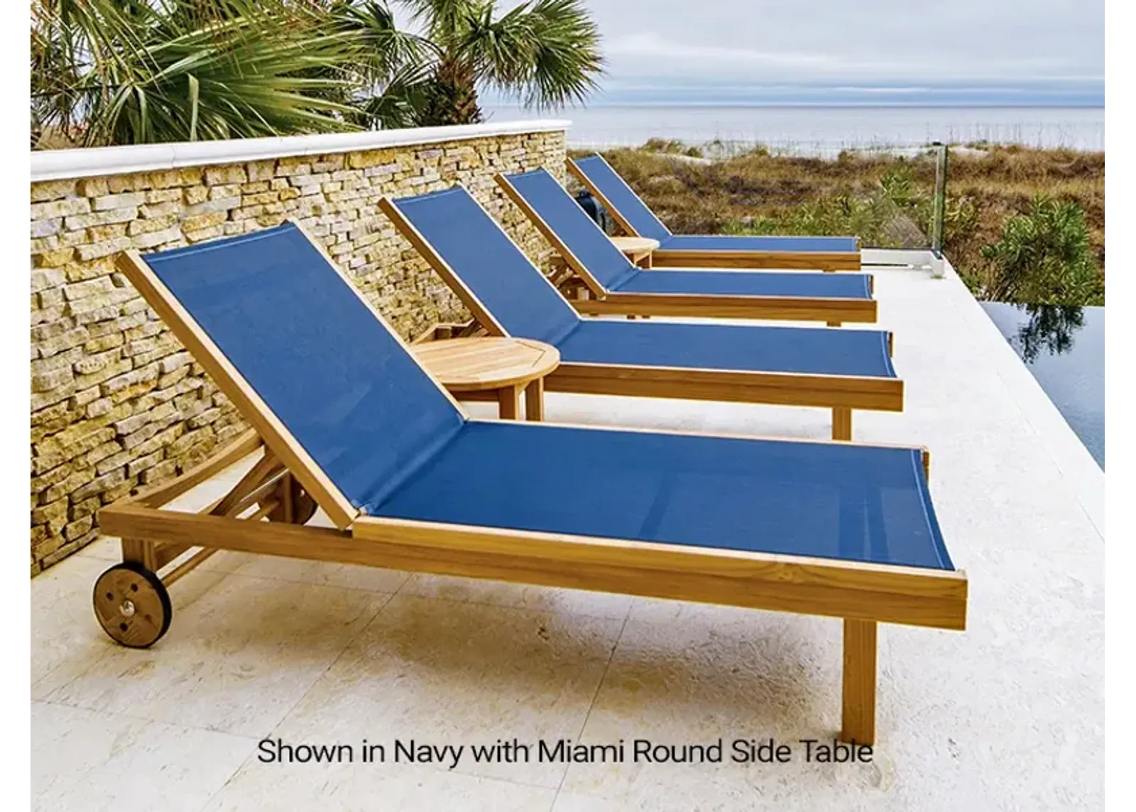 Royal Teak Sundaze Outdoor Navy Sling Chaise Lounger