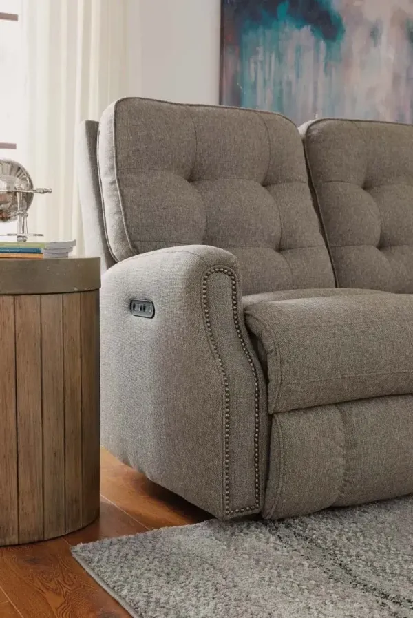 Flexsteel Devon Tan Power Reclining Sofa with Power Headrests