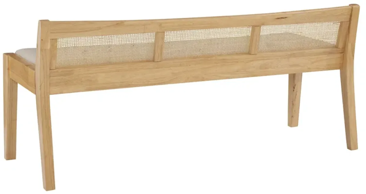 NASSAU RATTAN CANE BENCH WITH BACK - BEIGE