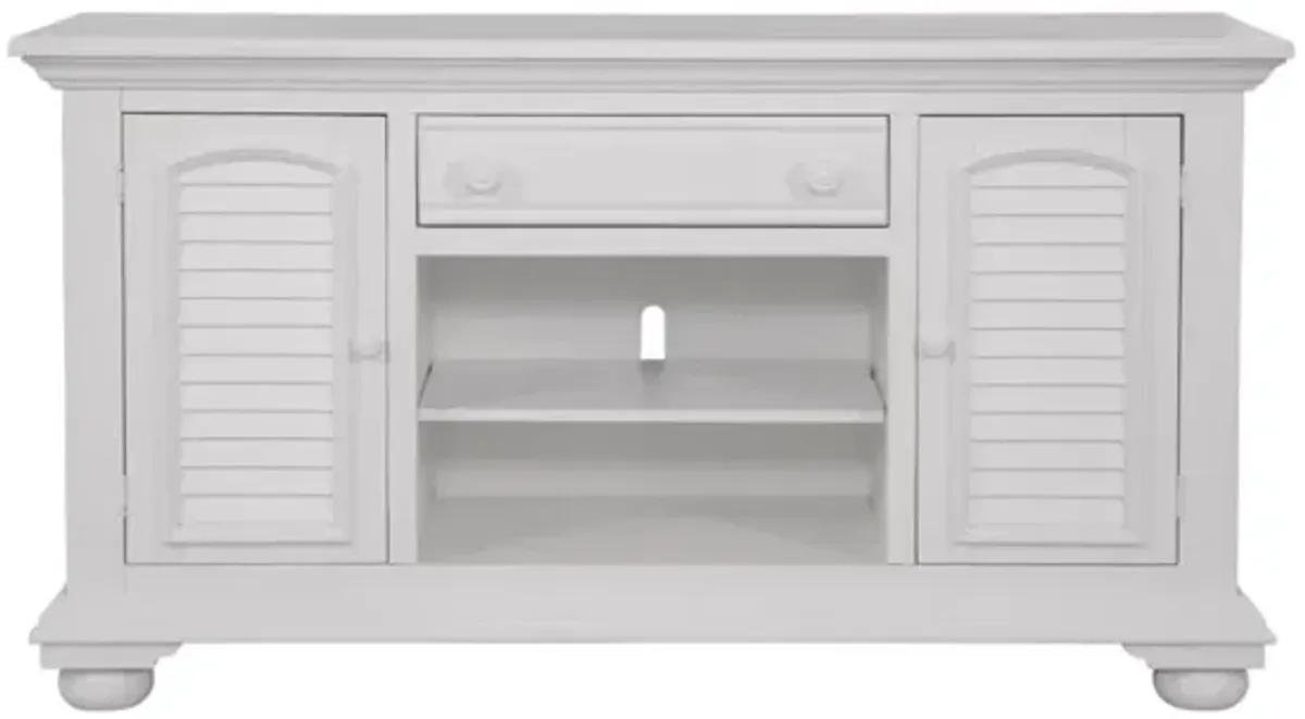 American Woodcrafters Cottage Traditions 60 Inch Clean White Cottage Finish Media Entertainment TV Stand