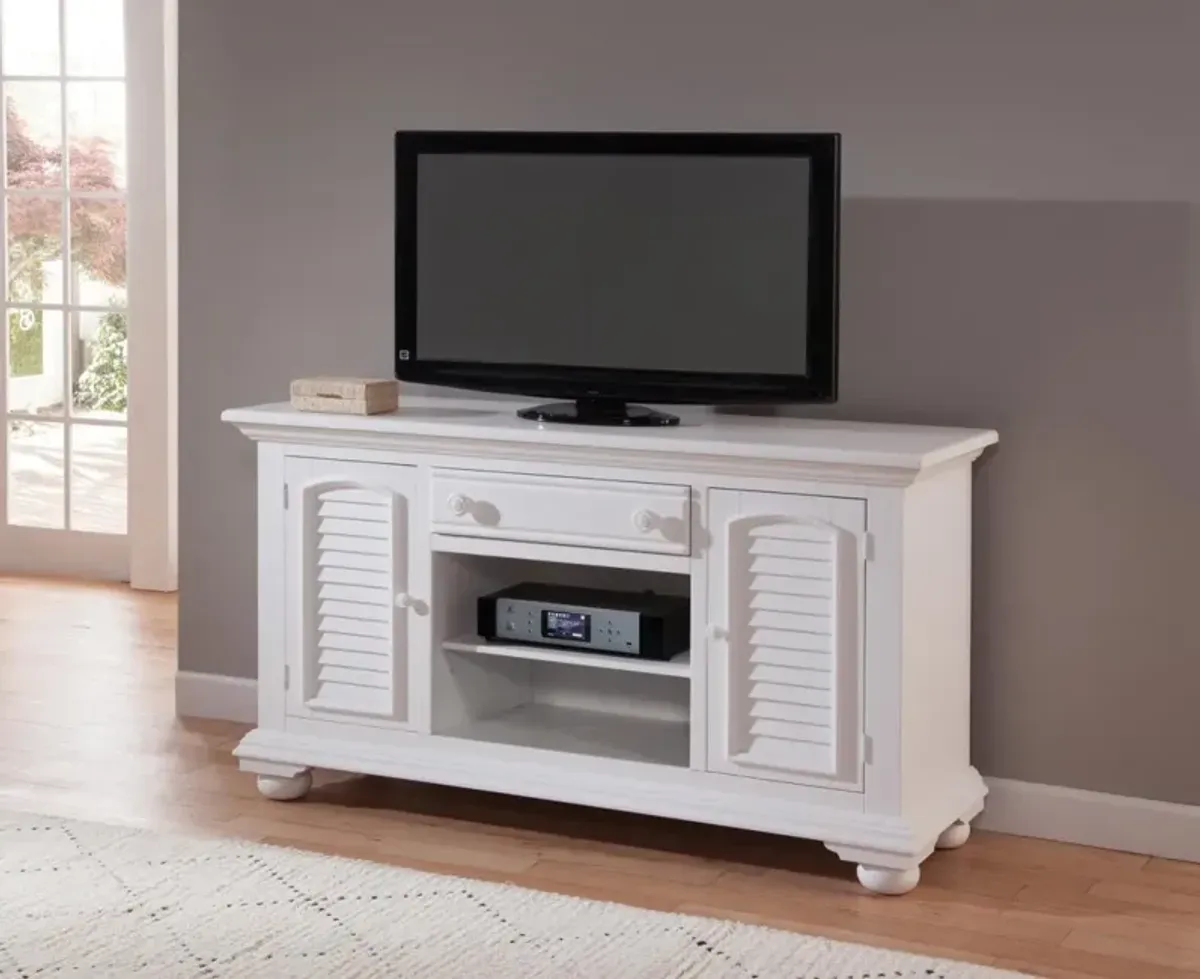 American Woodcrafters Cottage Traditions 60 Inch Clean White Cottage Finish Media Entertainment TV Stand