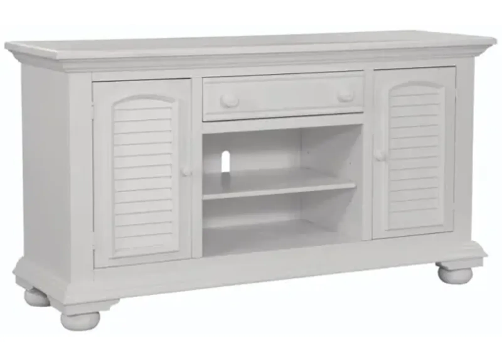 American Woodcrafters Cottage Traditions 60 Inch Clean White Cottage Finish Media Entertainment TV Stand