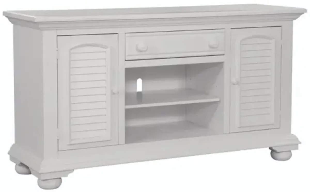 American Woodcrafters Cottage Traditions 60 Inch Clean White Cottage Finish Media Entertainment TV Stand