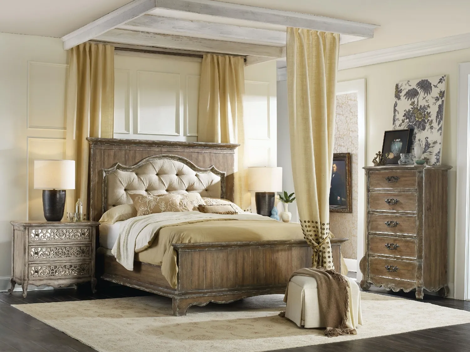 CHATELET CALIFORNIA KING UPHOLSTERED MANTLE PANEL BED