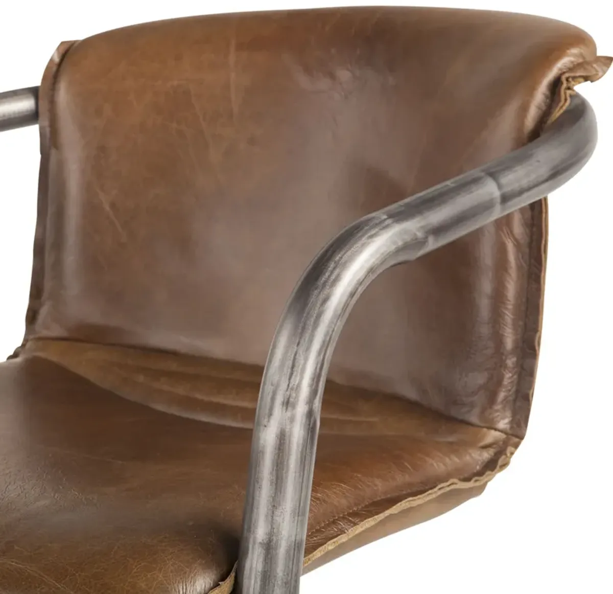 Home Trends Design Portofino Distressed Chestnut Leather Dining Chair