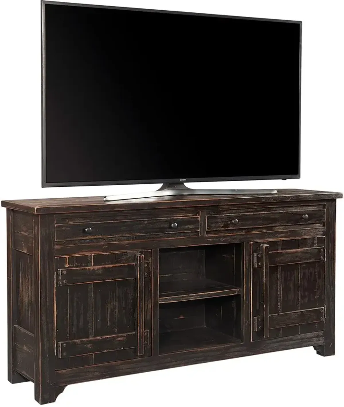 Aspenhome Reeds Farm Weathered Black 66 Inch TV Stand Console