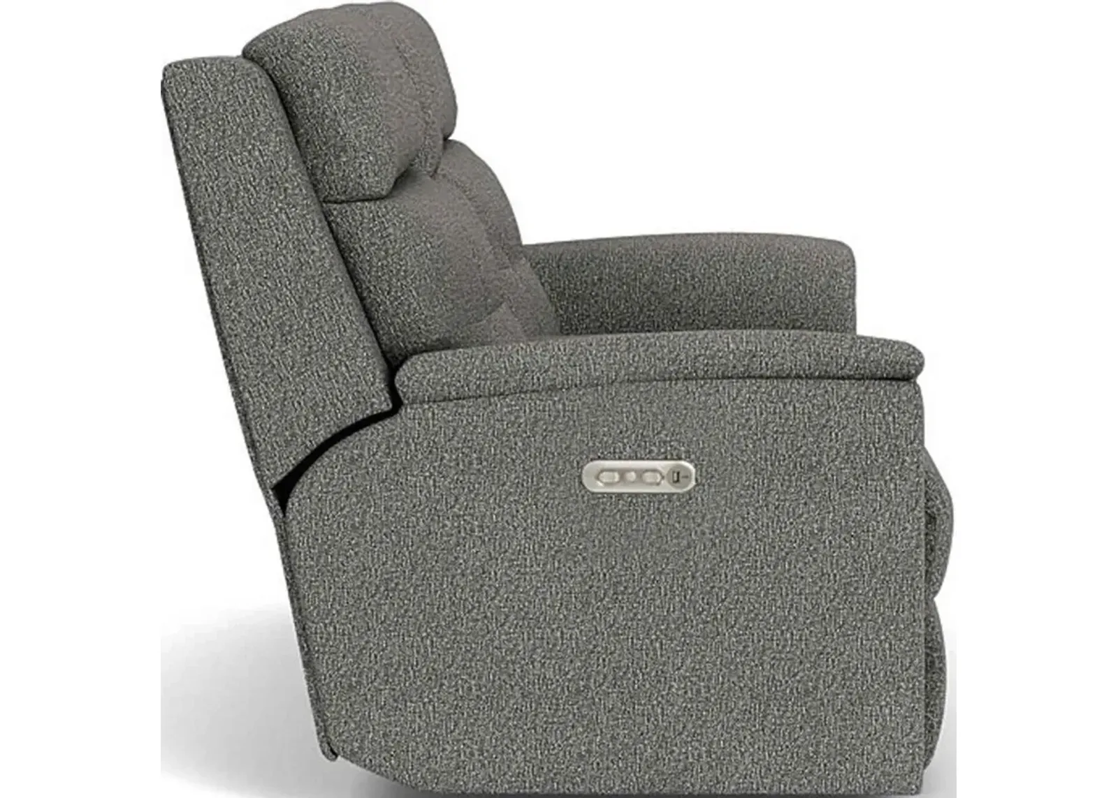 Flexsteel Mason Dark Gray Power Reclining Loveseat with Console & Power Headrests