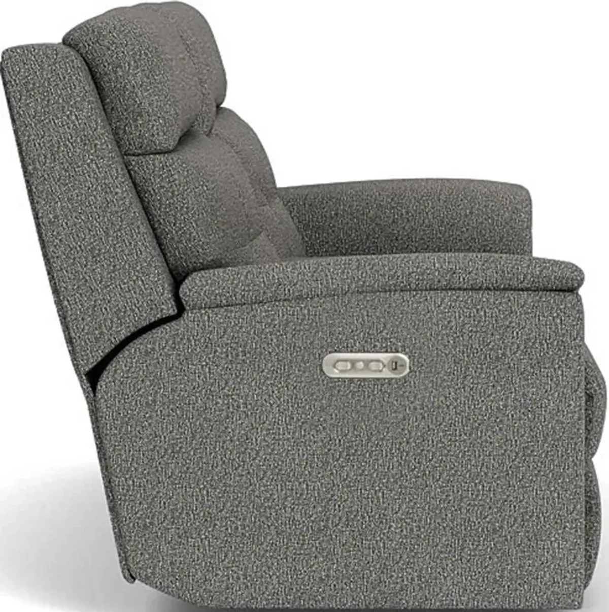 Flexsteel Mason Dark Gray Power Reclining Loveseat with Console & Power Headrests