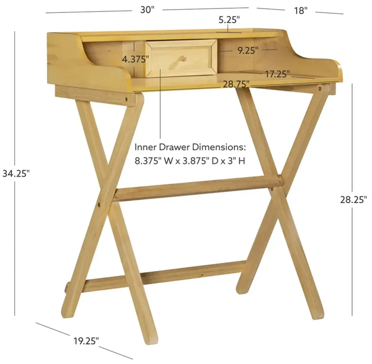 Linon Coy Natural Folding Desk