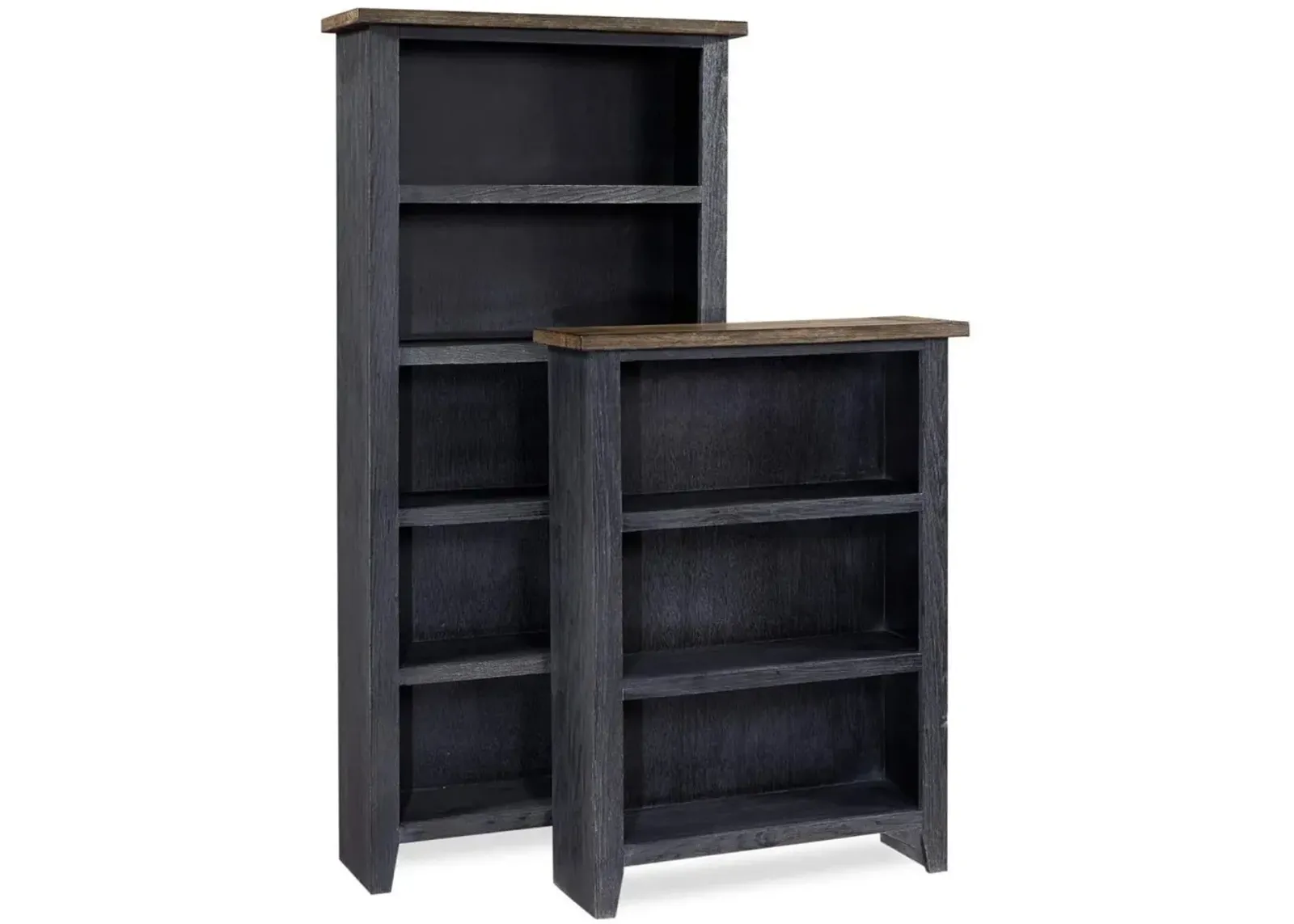 Aspenhome Eastport Drifted Black 74 Inch Bookcase with 4 Fixed Shelves