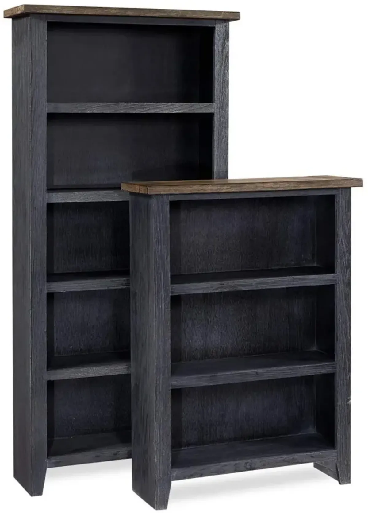 Aspenhome Eastport Drifted Black 74 Inch Bookcase with 4 Fixed Shelves