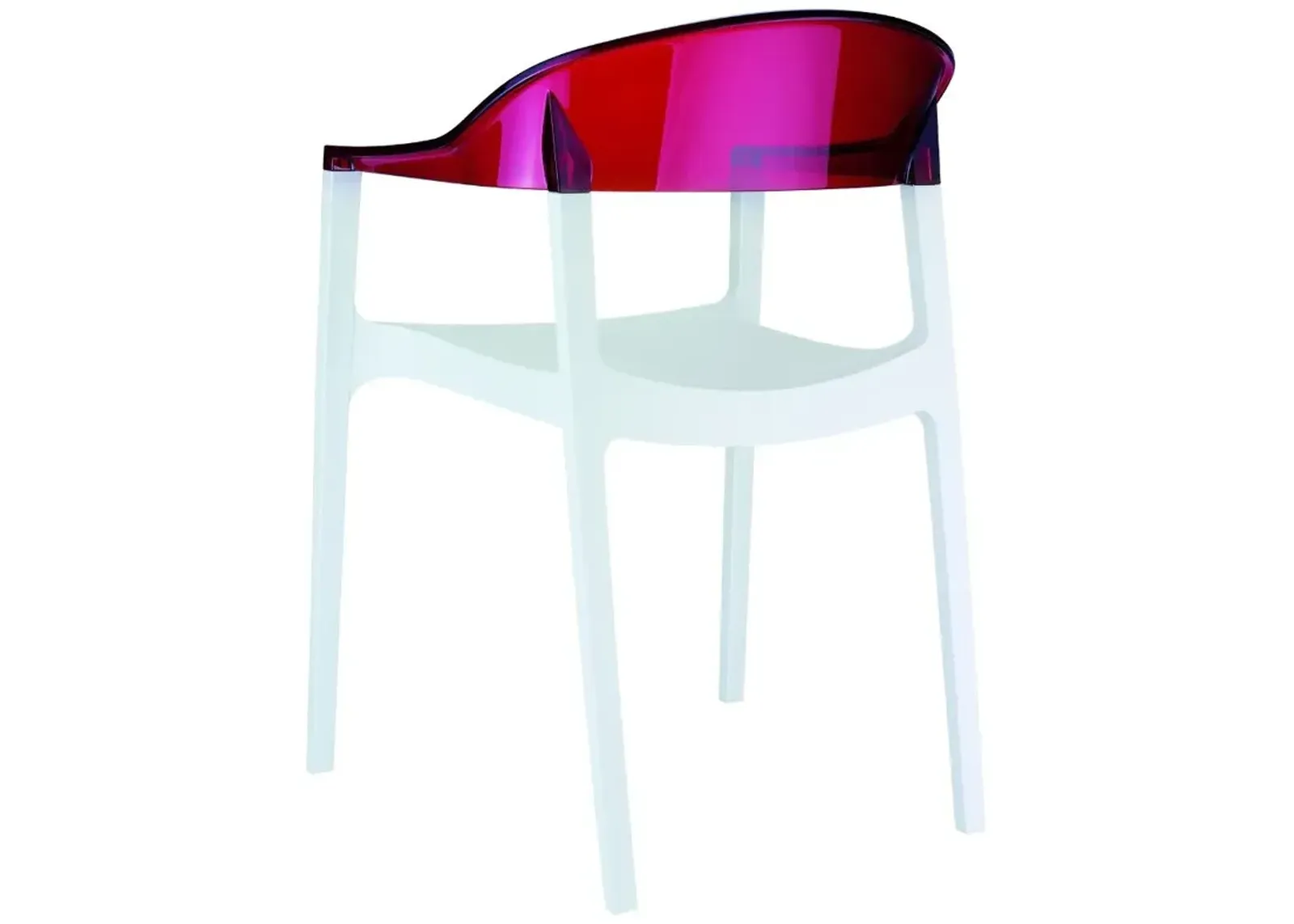 Compamia Carmen Modern Dining Chair White Seat Transparent Red Back