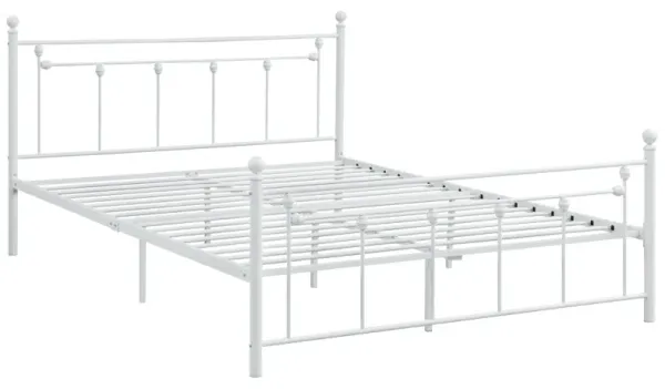 Canon Metal Queen Open Frame Bed White