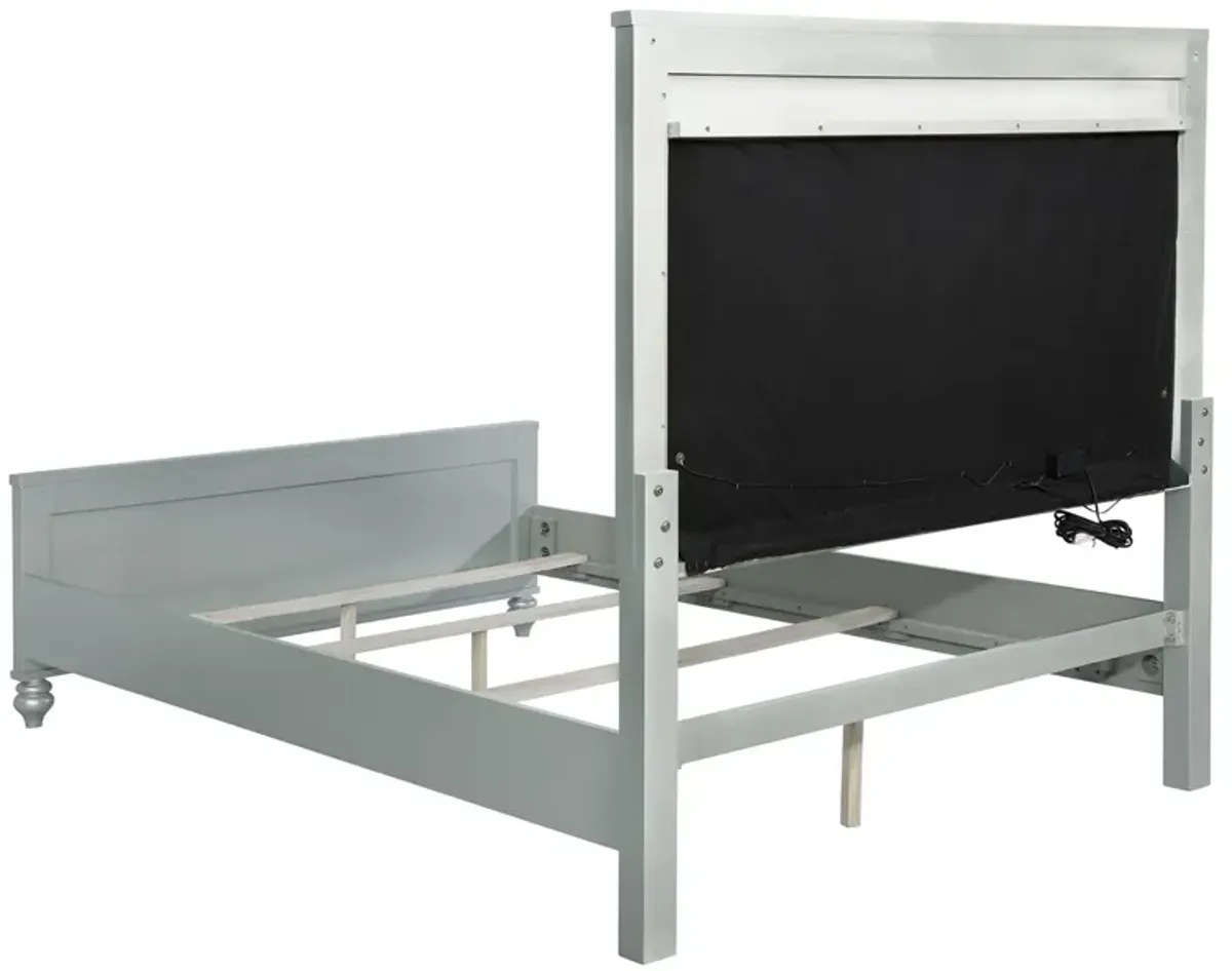 Coaster Gunnison Wood California King Led Panel Bed Silver Metallic