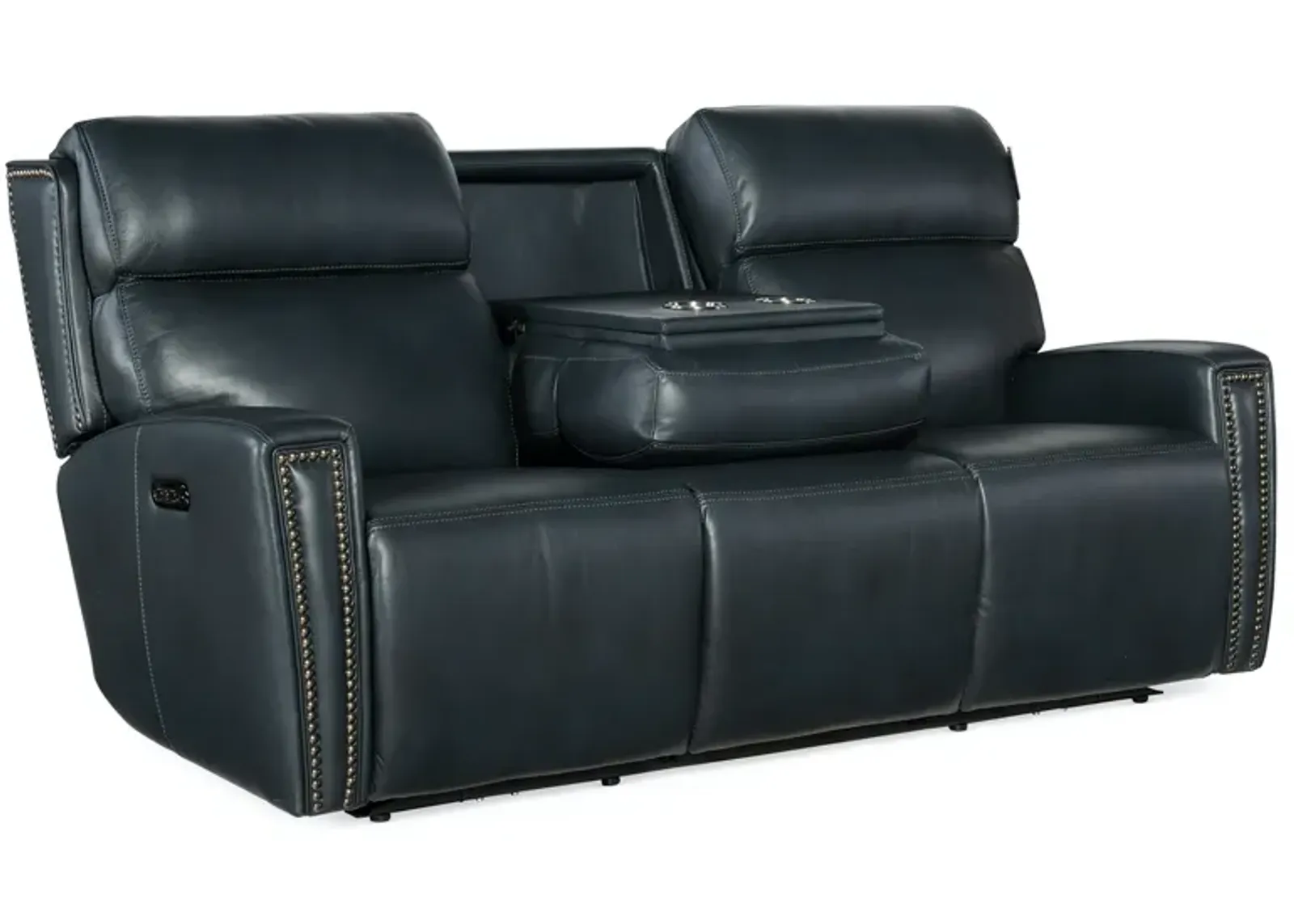 Hooker Furniture Ruthe Salvo Denim Leather Zerog Power Sofa with Power Headrest & Hidden Console