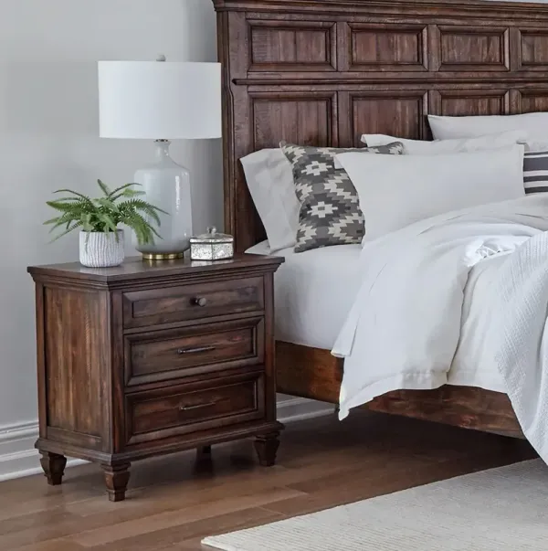 Coaster Avenue 3-Drawer Nightstand Weathered Burnished Brown