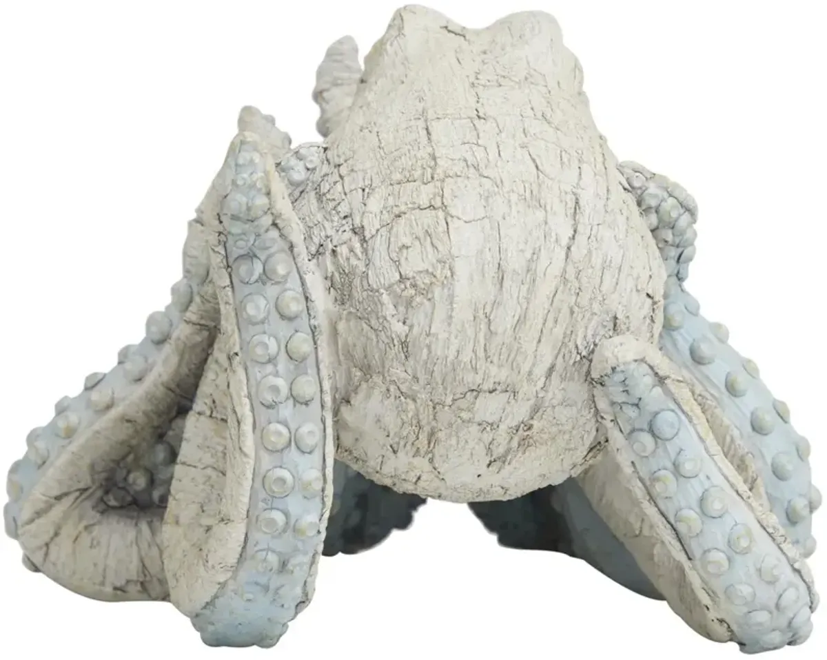 UMA Home Decor Beige Polystone Octopus Sculpture with Light Blue Tentacles