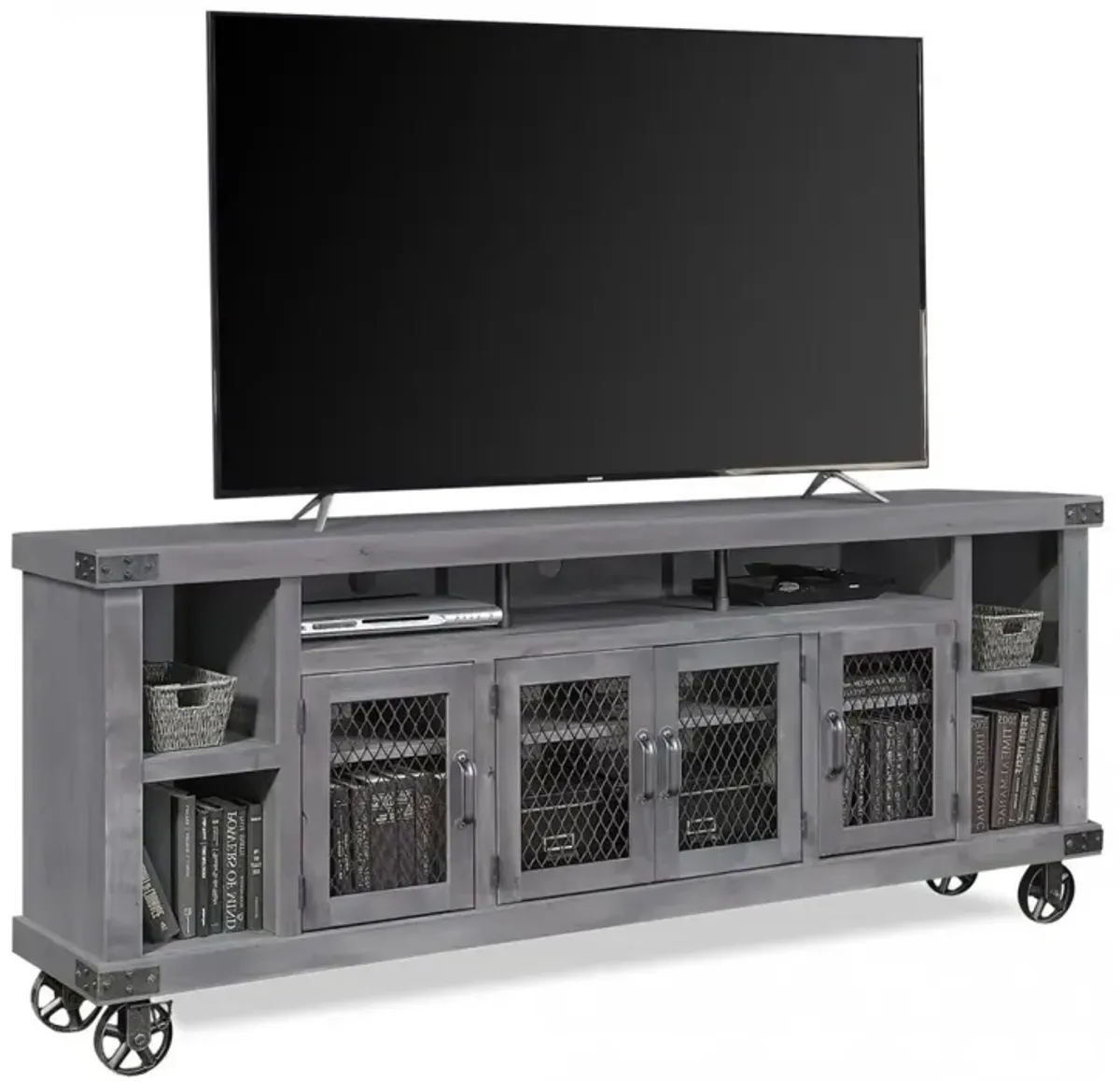 Aspenhome Industrial 84 Inch Ghost Black TV Stand Console