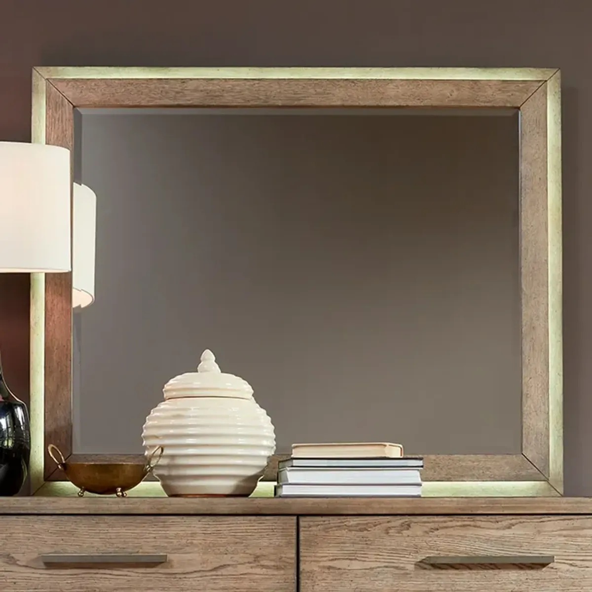 Liberty Furniture Canyon Road Light Brown Lighted Mirror